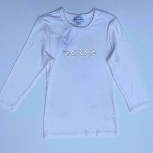 Bebe White Ribbed 3/4 Sleeve Craw-Neck Medium Top (NWT)